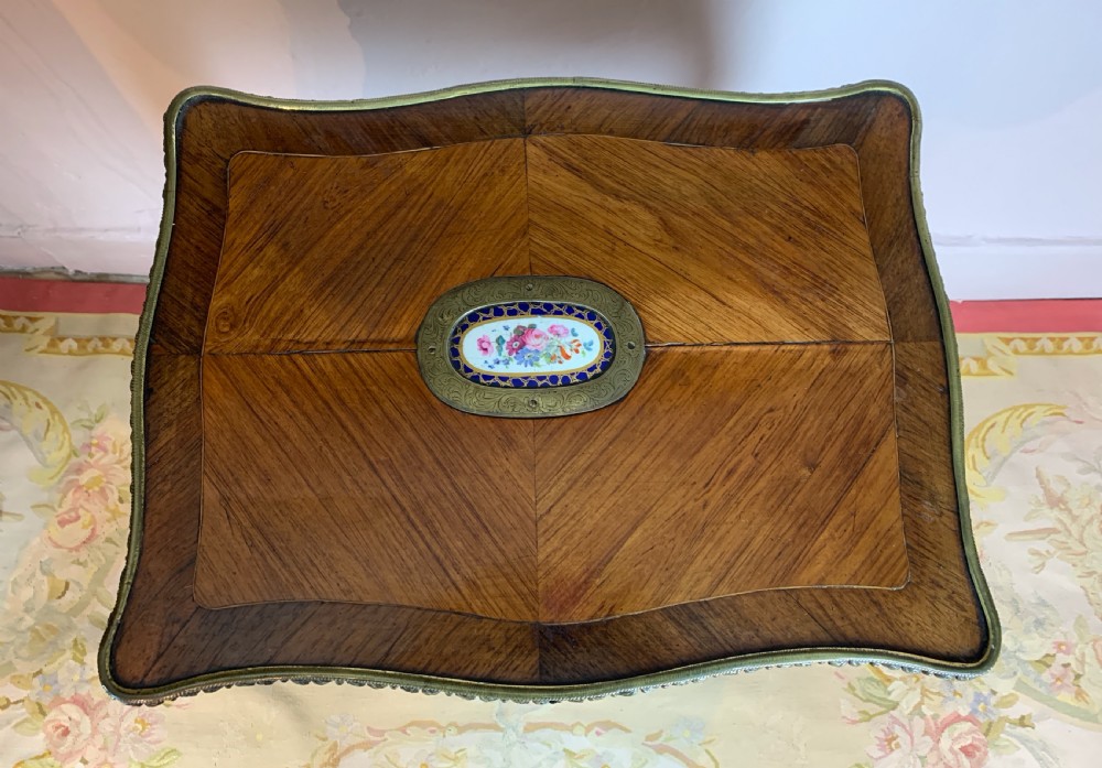 French ormolu mounted kingwood parquetry gueridon side table View X