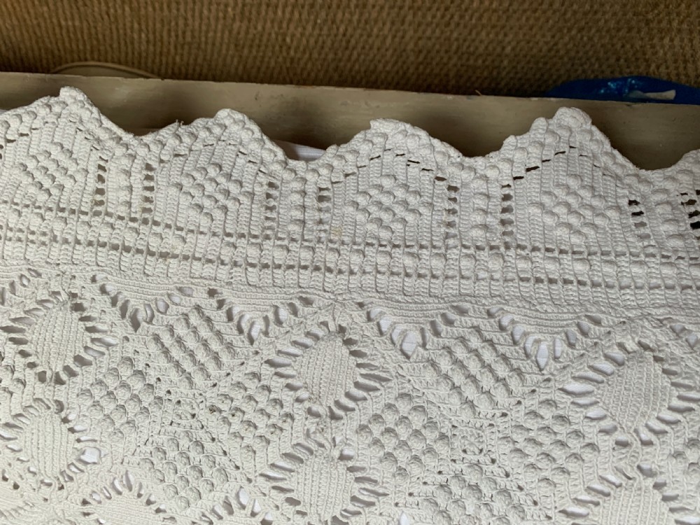 Vintage French white crochet bed cover View III