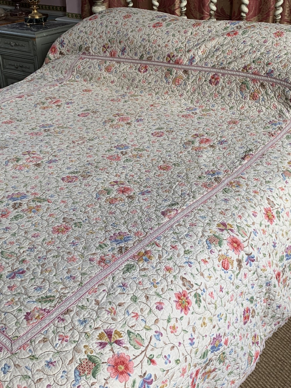 Antique floral chain stitch quilt View III