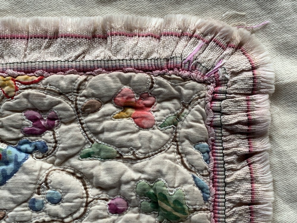 Antique floral chain stitch quilt View IV