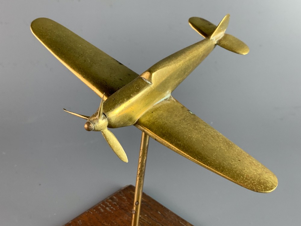 World War II brass Trench Art model a Spitfire View II