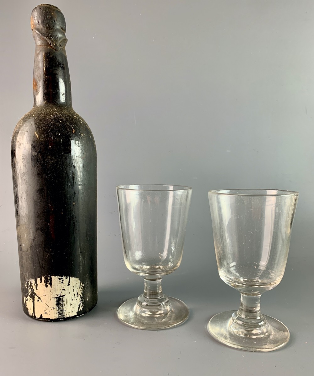 Pair of mid Victorian rummers wine glasses View V
