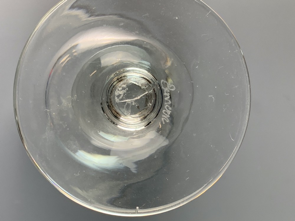 Georgian wine glass rummer with ball knop stem and engraved foot View III