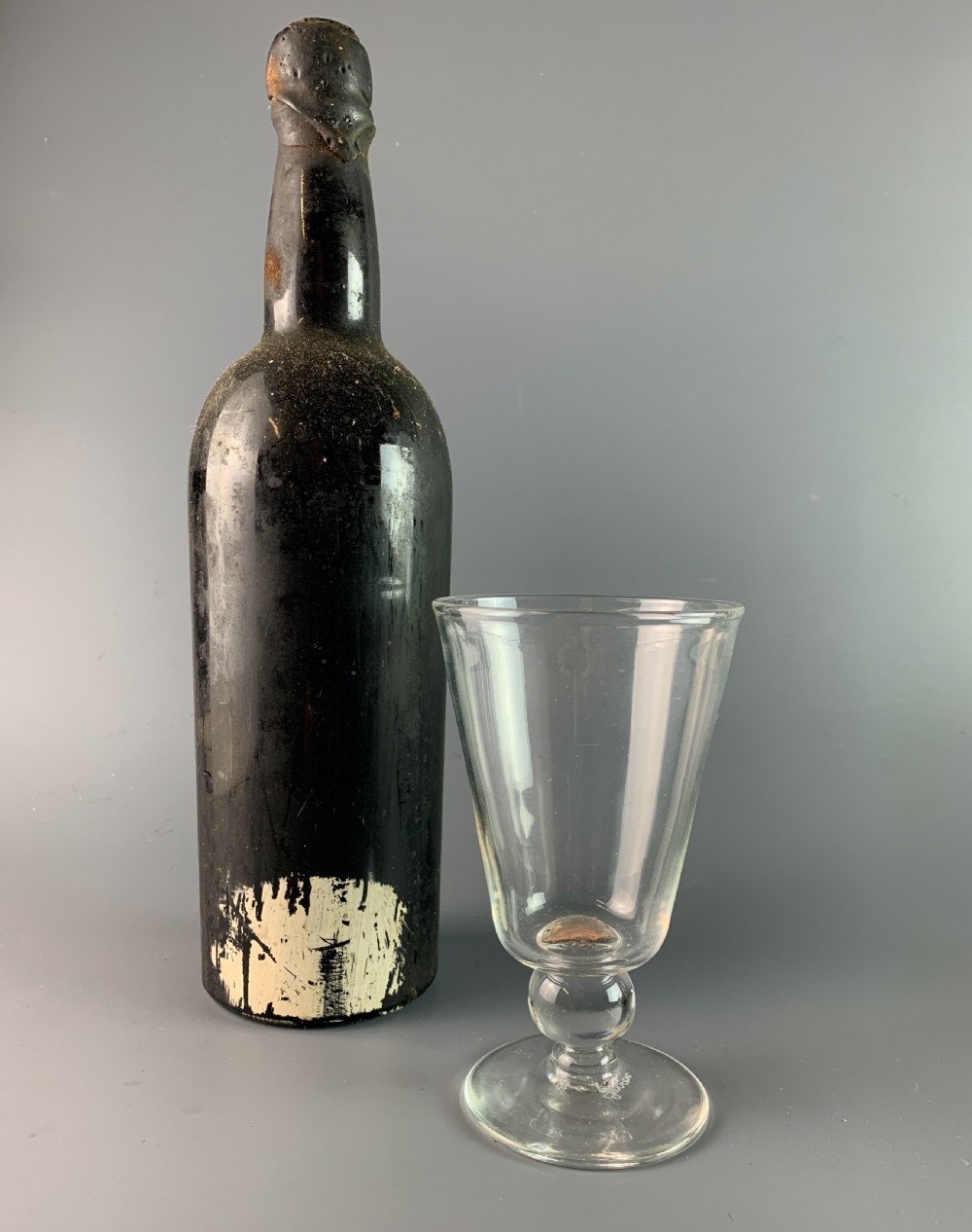 Georgian wine glass rummer with ball knop stem and engraved foot View IV