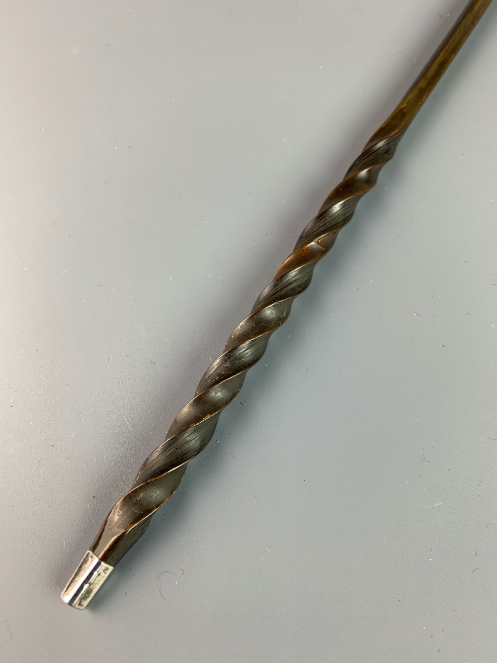 Georgian silver toddy ladle with coin bowl and twisted baleen handle View IV