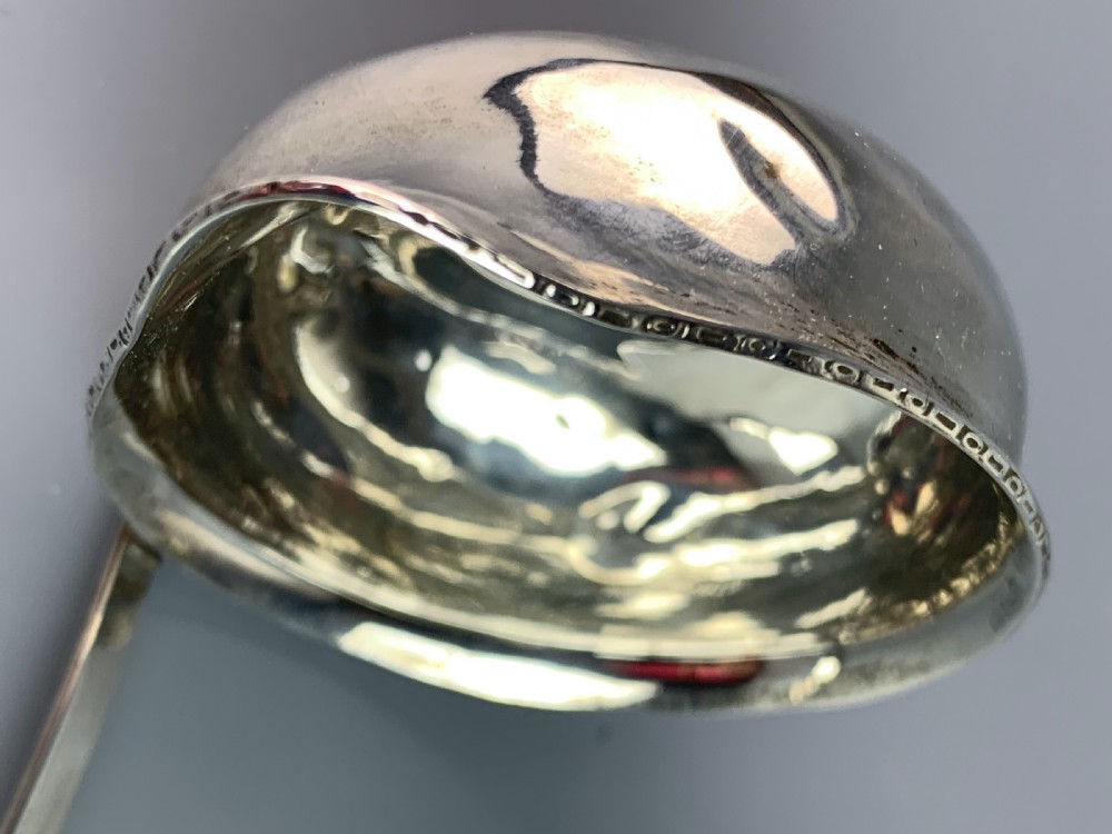 Georgian silver toddy ladle with coin bowl and twisted baleen handle View VII