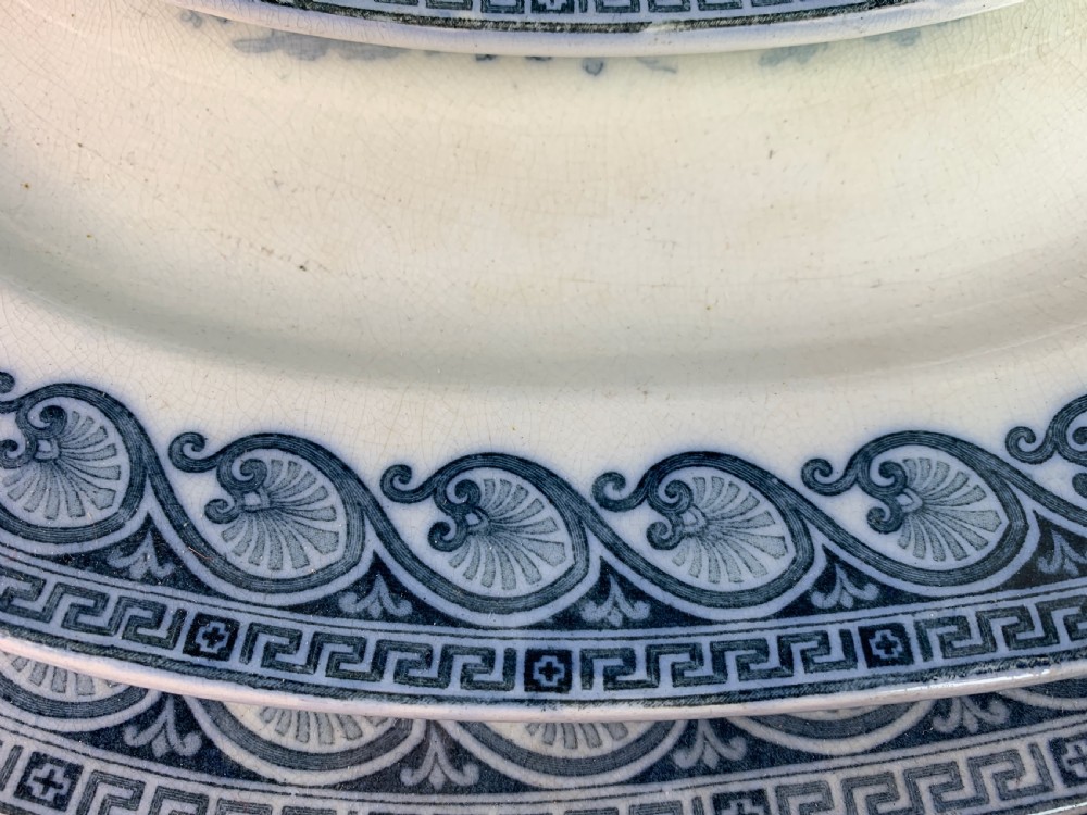 Graduated set of four antique blue & white pottery meat plates View IV