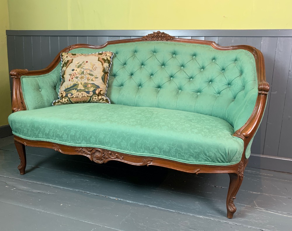 Antique French button back two seat sofa in Louis XV style View II