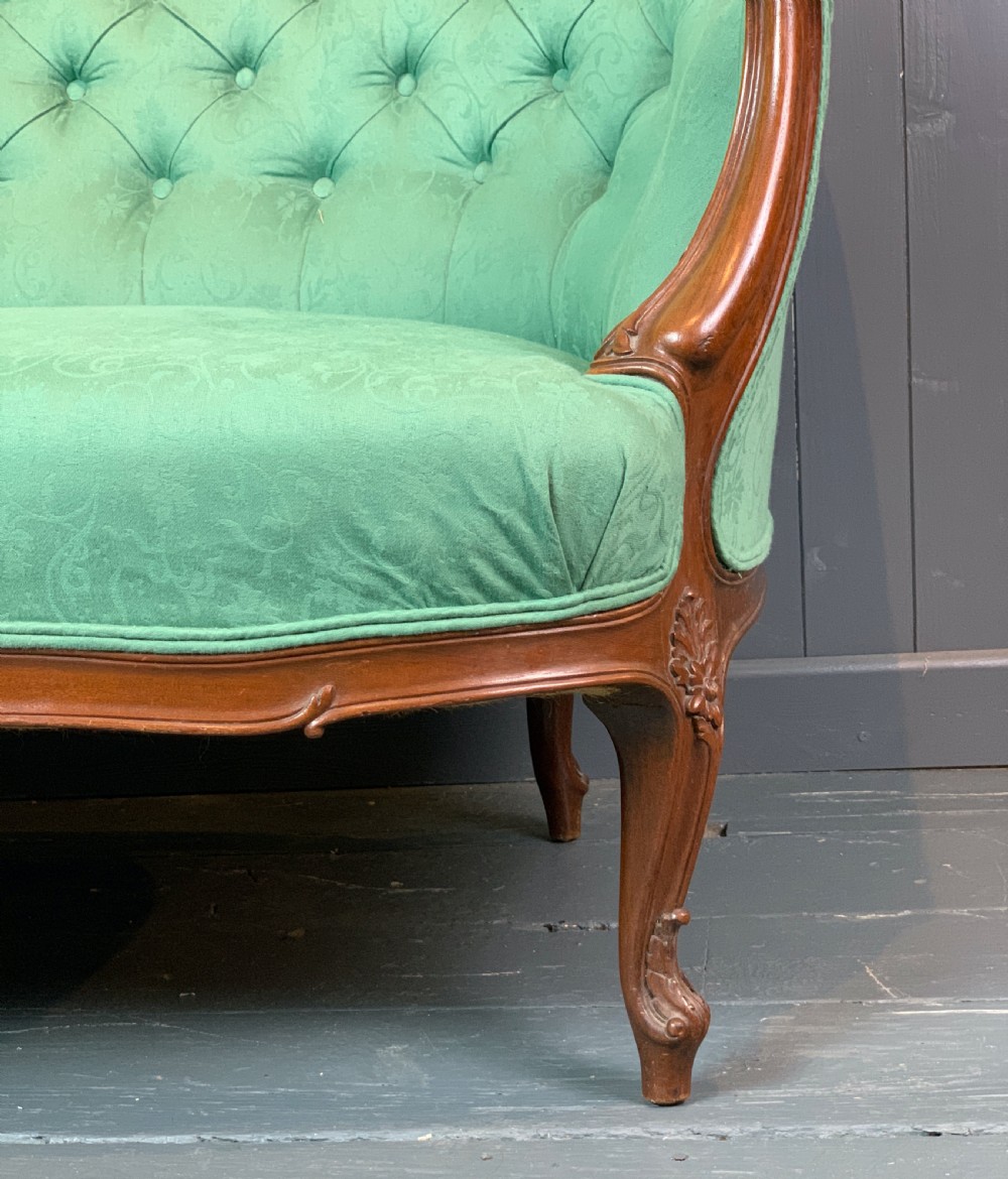 Antique French button back two seat sofa in Louis XV style View III