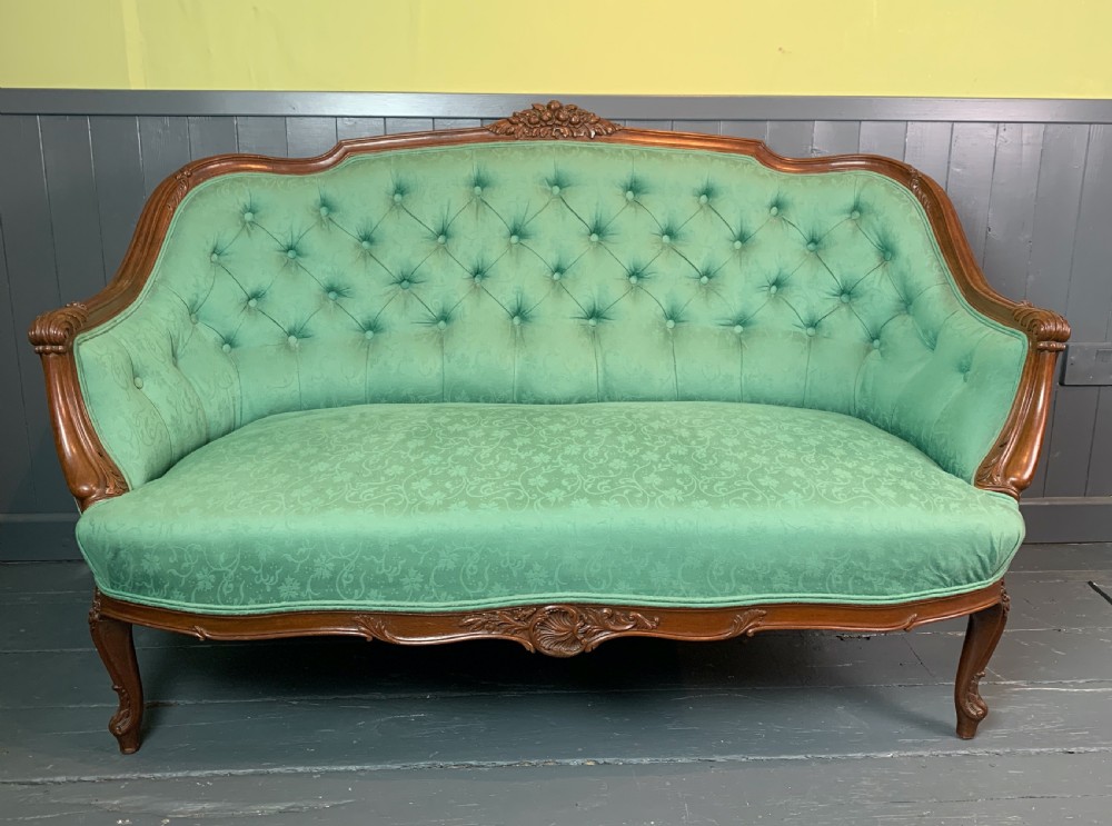 Antique French button back two seat sofa in Louis XV style View V