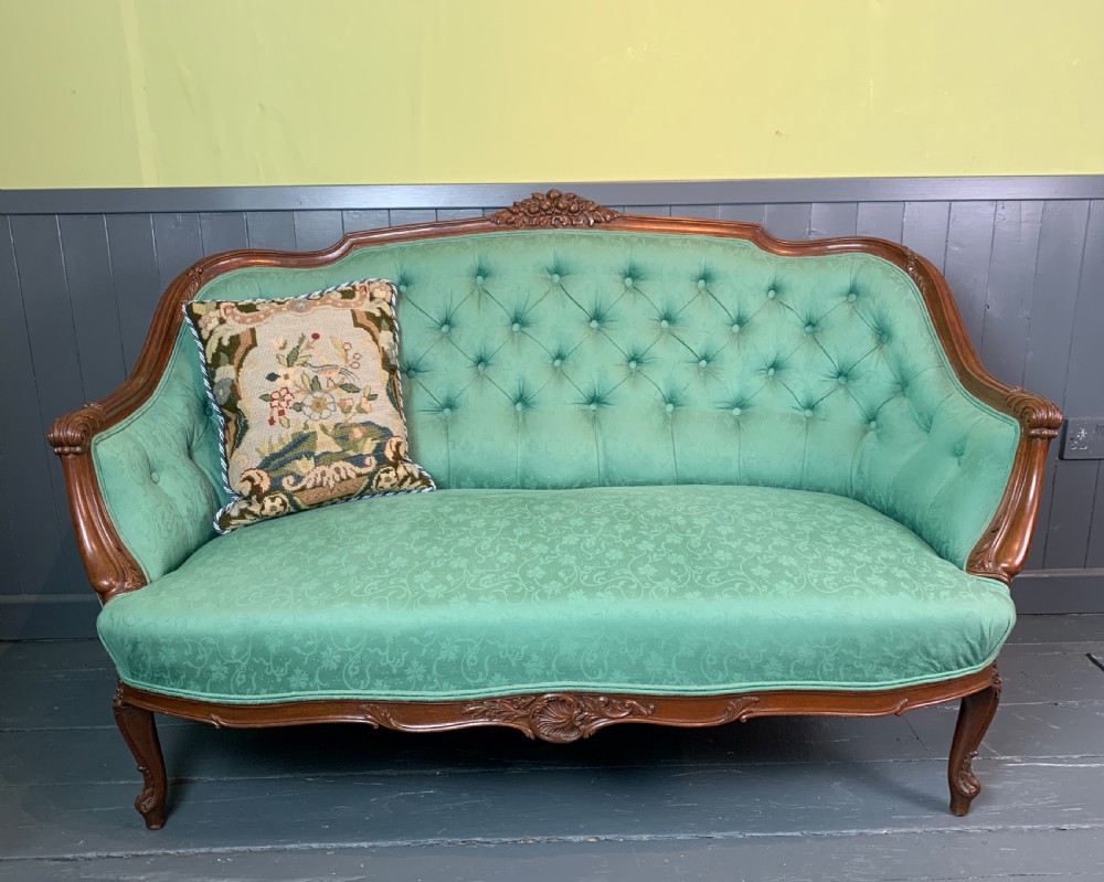Antique French button back two seat sofa in Louis XV style View IX