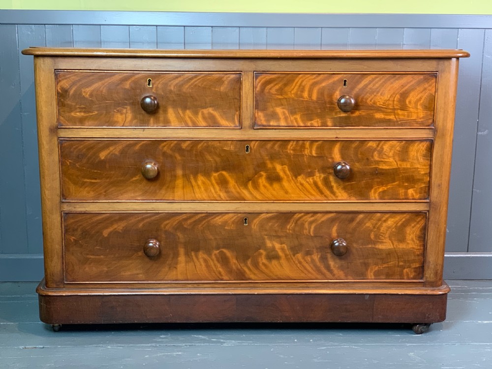 Victorian figured mahogany low chest of drawers View IV