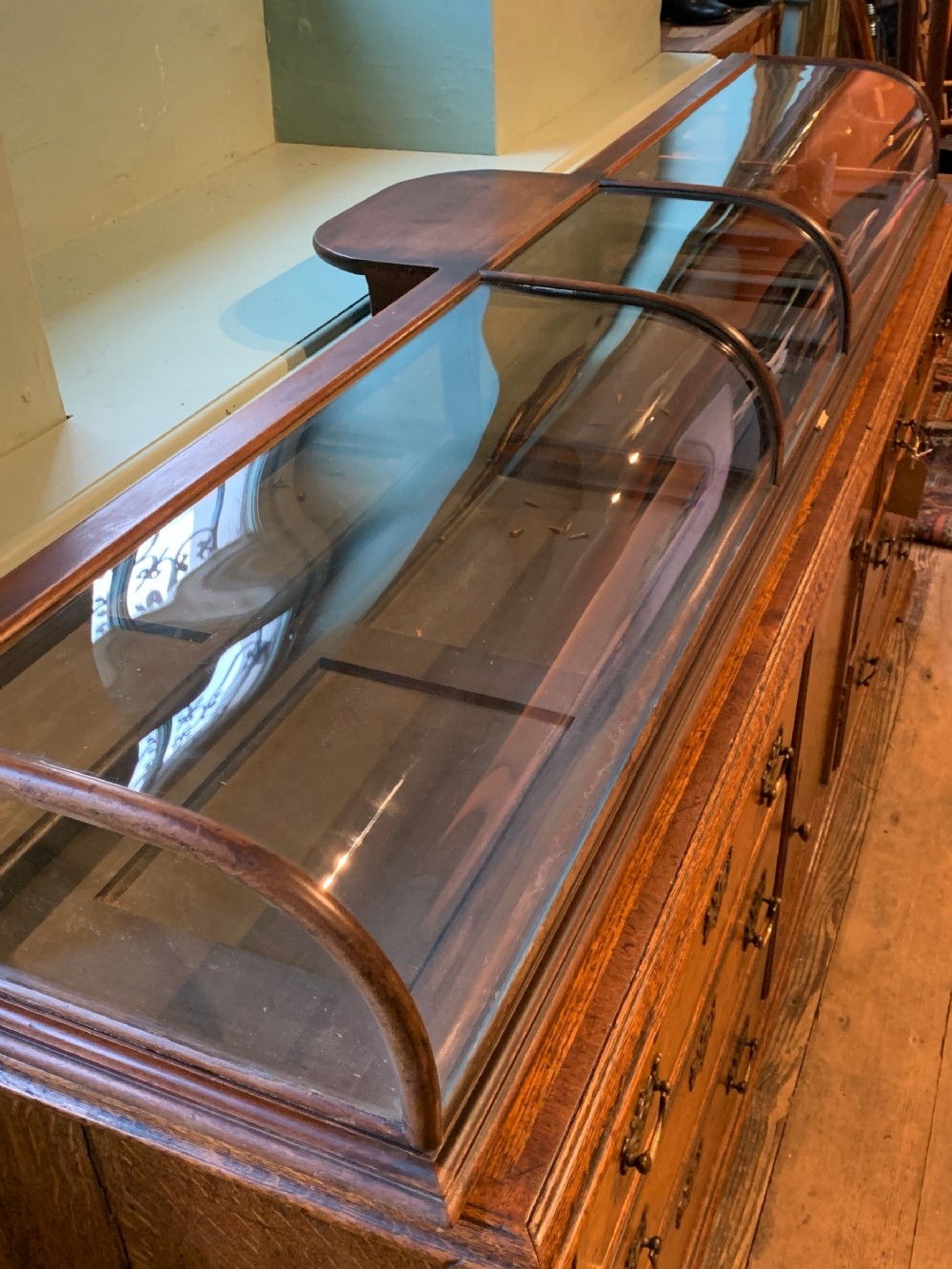 Edwardian mahogany shop display cabinet