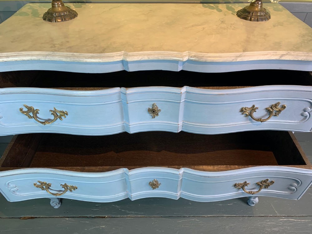 French blue painted commode chest of drawers in Louis XV style View VIII