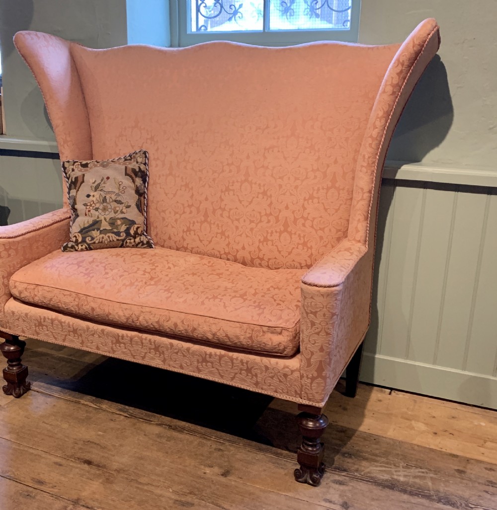 Edwardian wingback two seat sofa in Queen Anne style View III