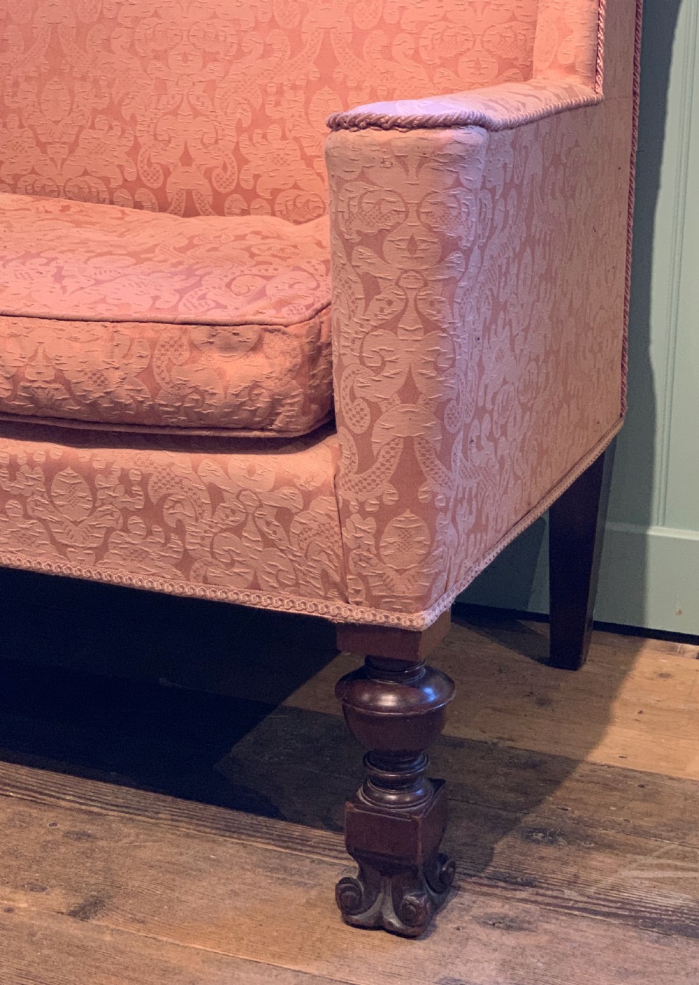 Edwardian wingback two seat sofa in Queen Anne style View IV