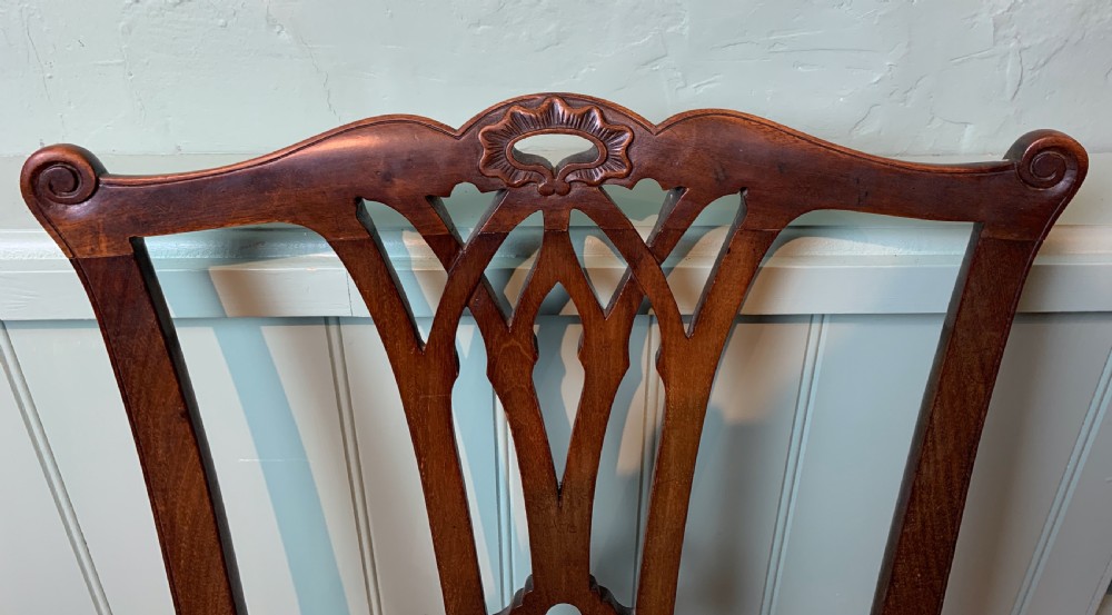 Set of Twelve Georgian mahogany dining chairs of Chippendale design View VIII