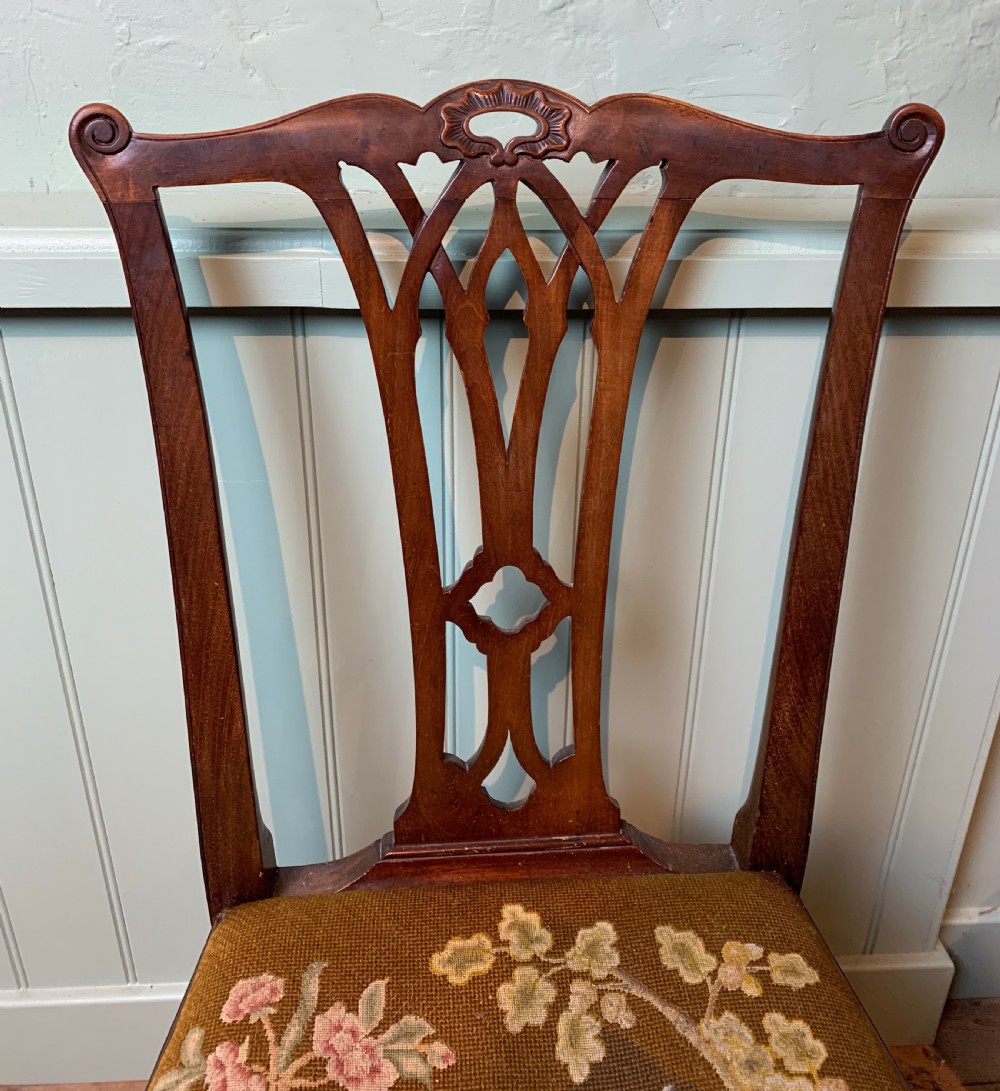 Set of Twelve Georgian mahogany dining chairs of Chippendale design View X