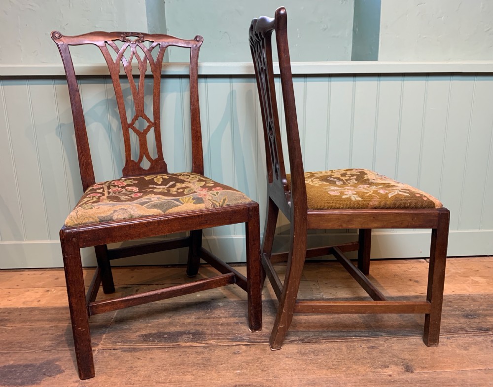 Set of Twelve Georgian mahogany dining chairs of Chippendale design View XI