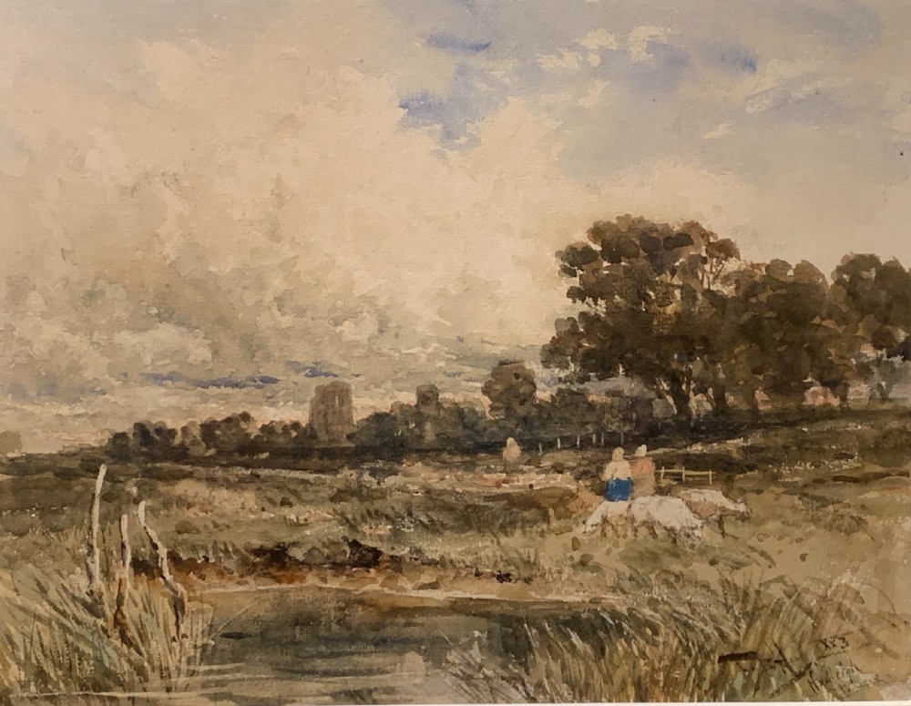 Thomas Bush Hardy Rural scene with Hadleigh Castle watercolour  View II