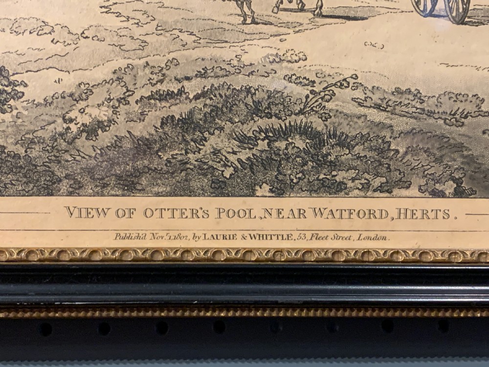 Otter's Pool, Nr Watford, Herts, etching published by Laurie & Whittle, London 1802 View II