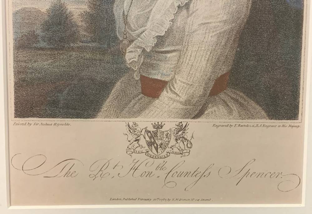 Bartolozzi Stipple engraving of Georgiana Countess Spencer after Reynolds View III