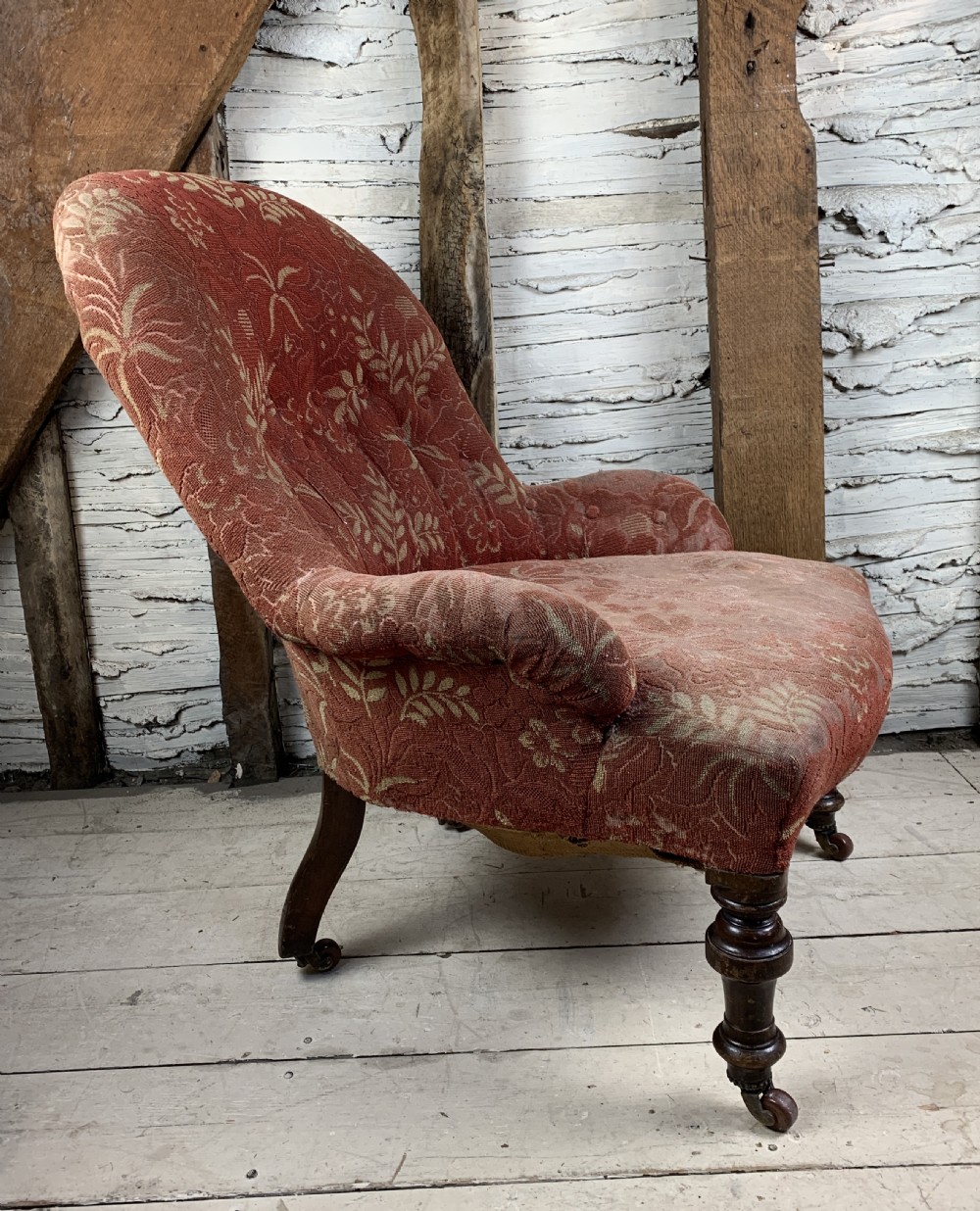Victorian button back occasional nursing chair for recovering View II