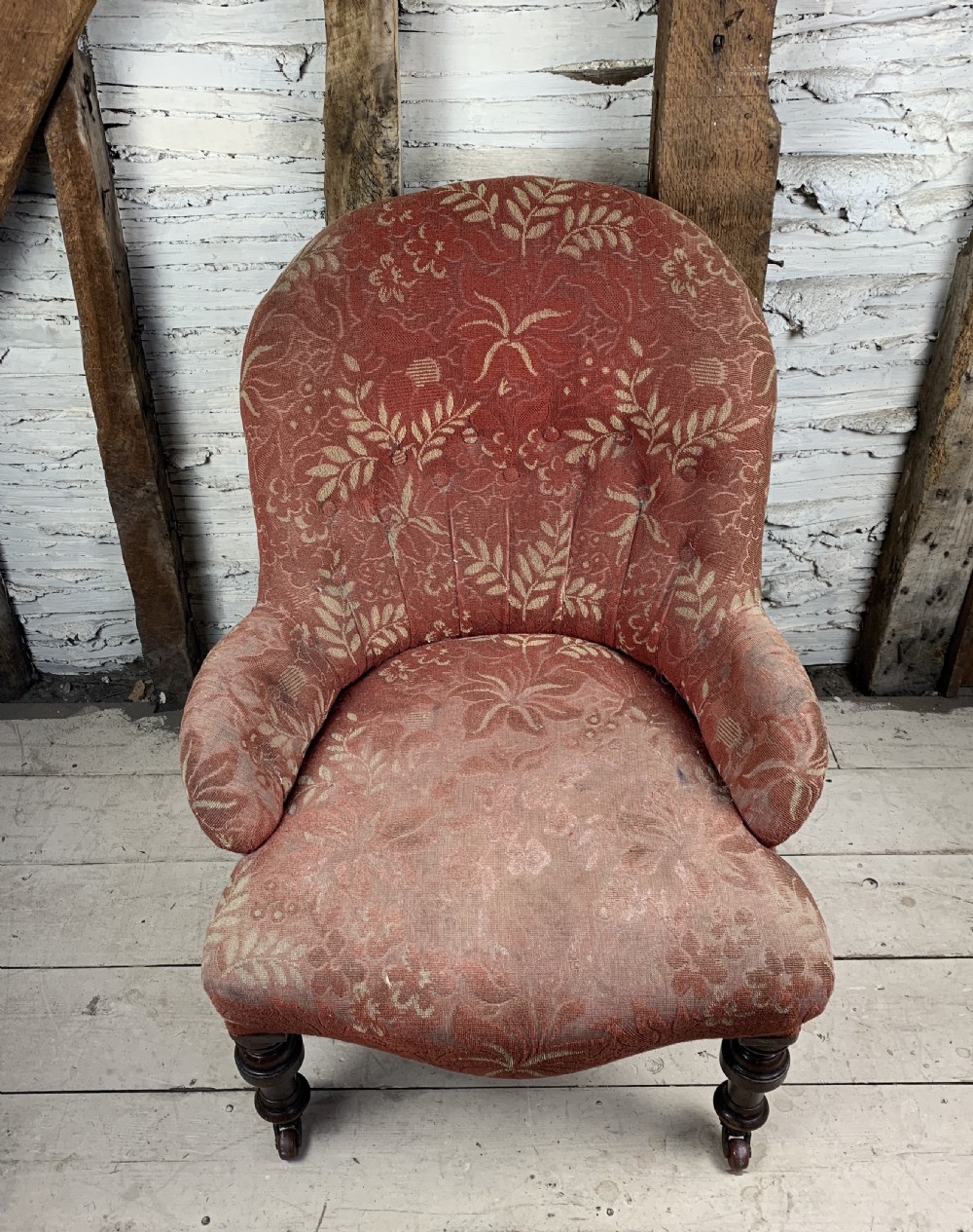Victorian button back occasional nursing chair for recovering View III