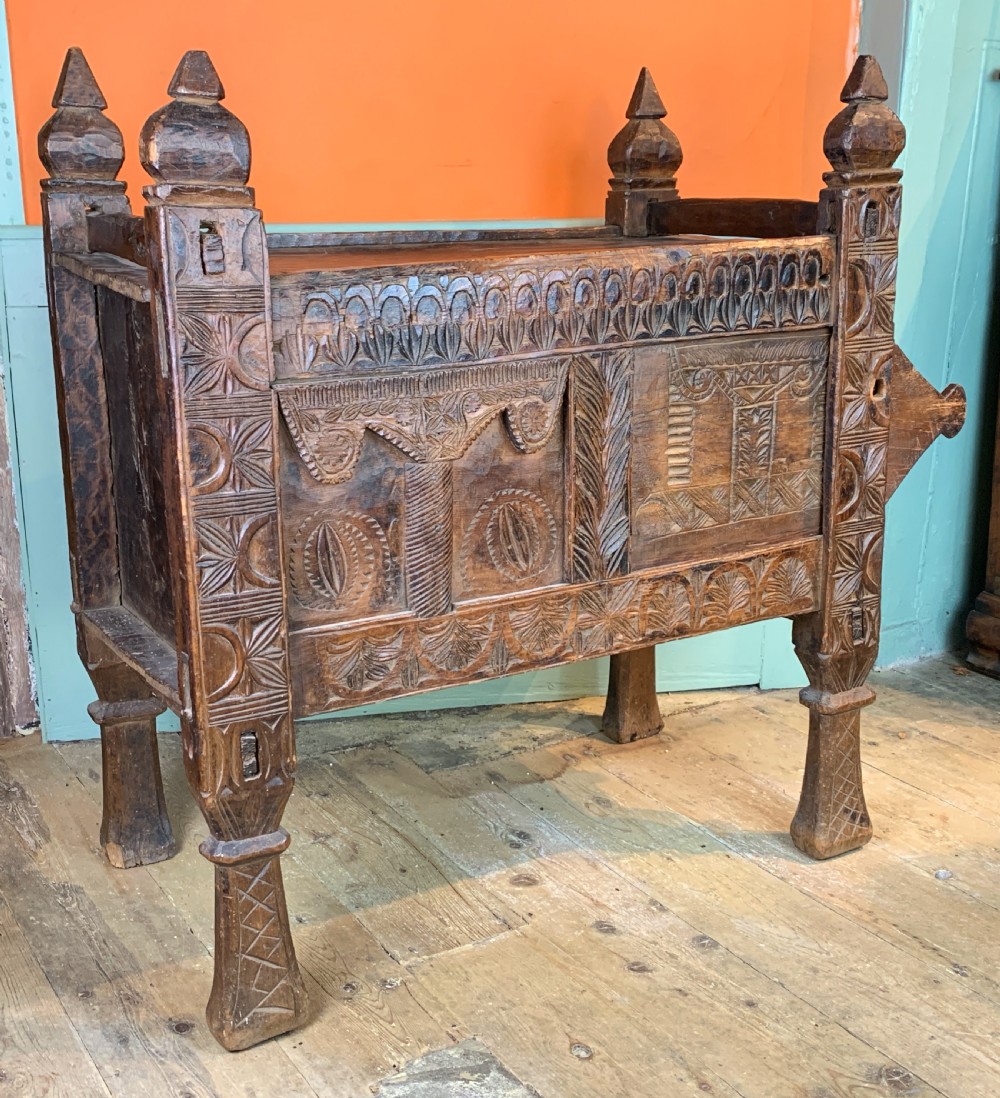 Antique carved cedar Dowry chest from the Swat Valley, Hindu-Kush