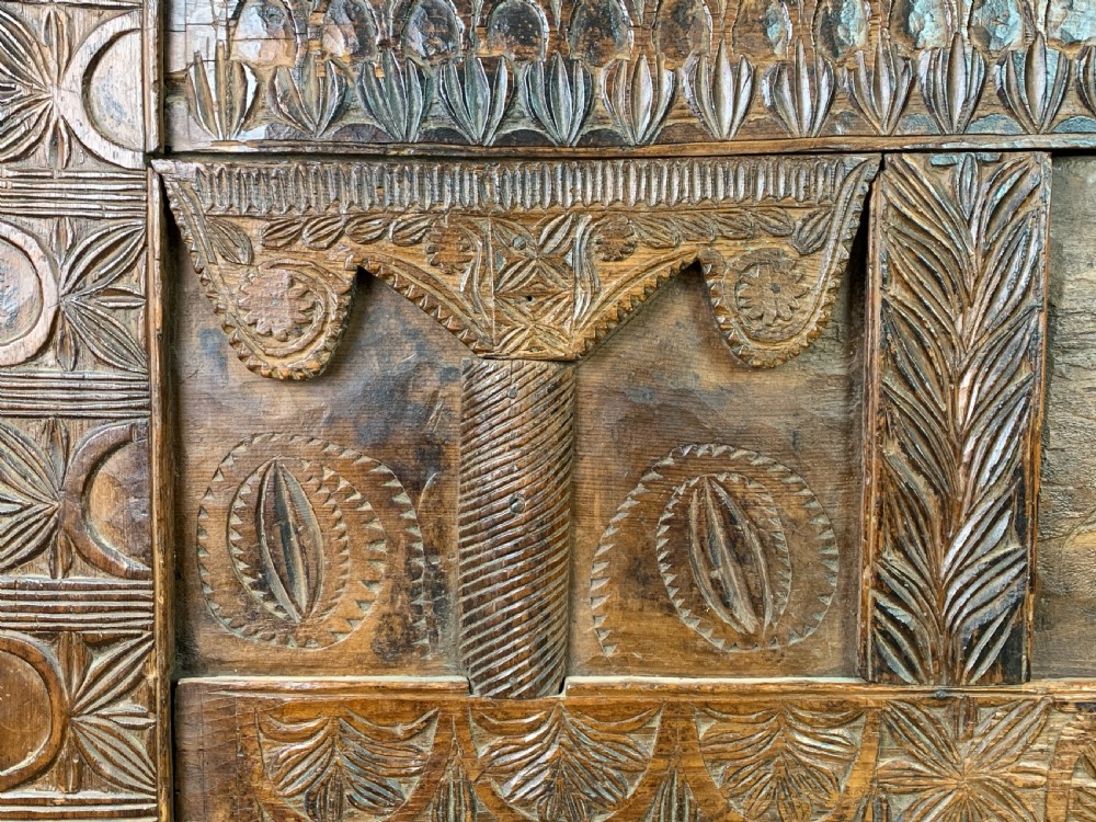Antique carved cedar Dowry chest from the Swat Valley, Hindu-Kush View VI