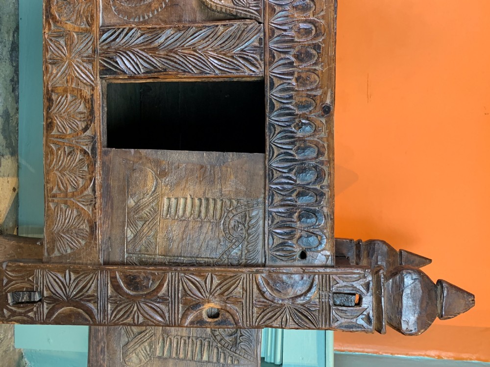 Antique carved cedar Dowry chest from the Swat Valley, Hindu-Kush View VII