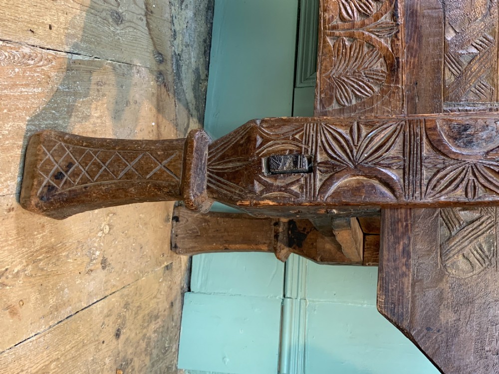 Antique carved cedar Dowry chest from the Swat Valley, Hindu-Kush View VIII