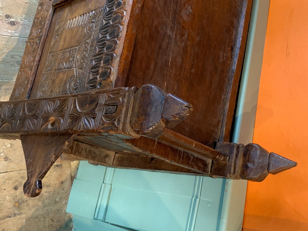 Antique carved cedar Dowry chest from the Swat Valley, Hindu-Kush View IX