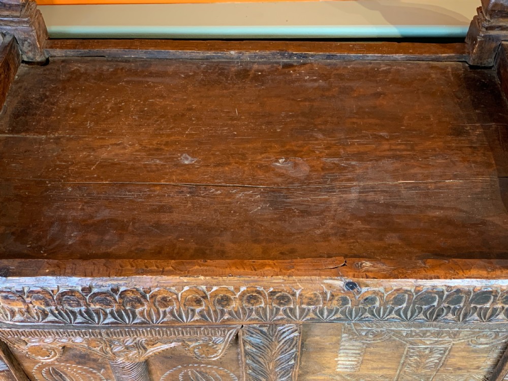 Antique carved cedar Dowry chest from the Swat Valley, Hindu-Kush View X