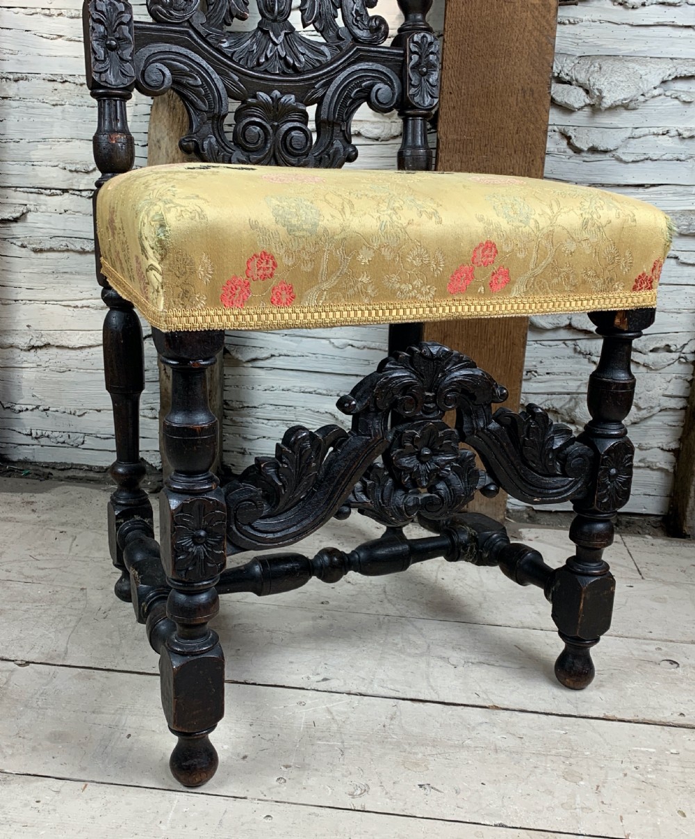 Carolean style carved oak high-back chair, 19th century View II