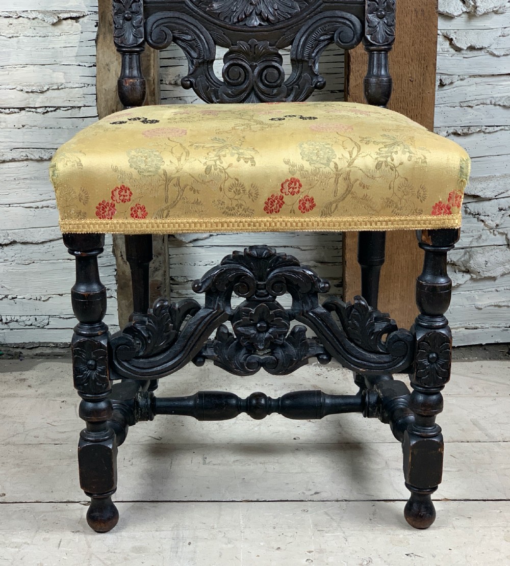 Carolean style carved oak high-back chair, 19th century View V