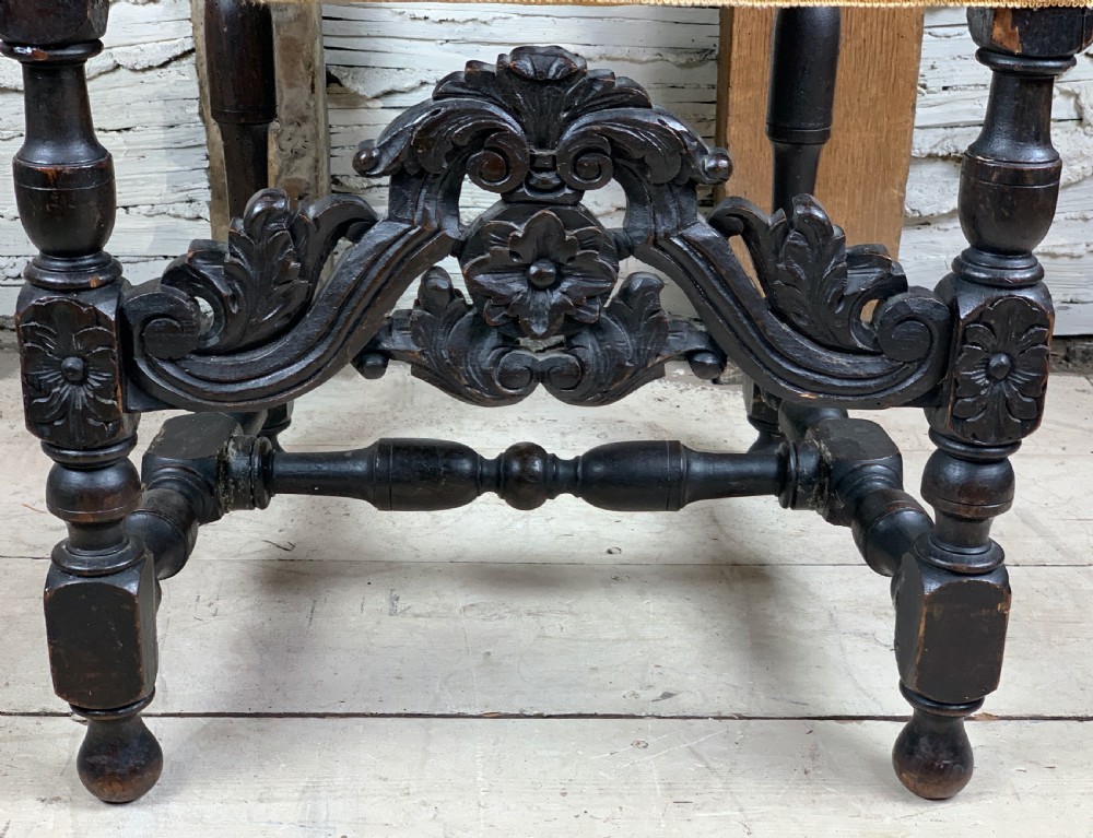 Carolean style carved oak high-back chair, 19th century View VI