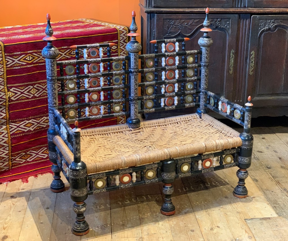 Indian / Pakistani Punjabi wedding bench with mirrored panels and bells