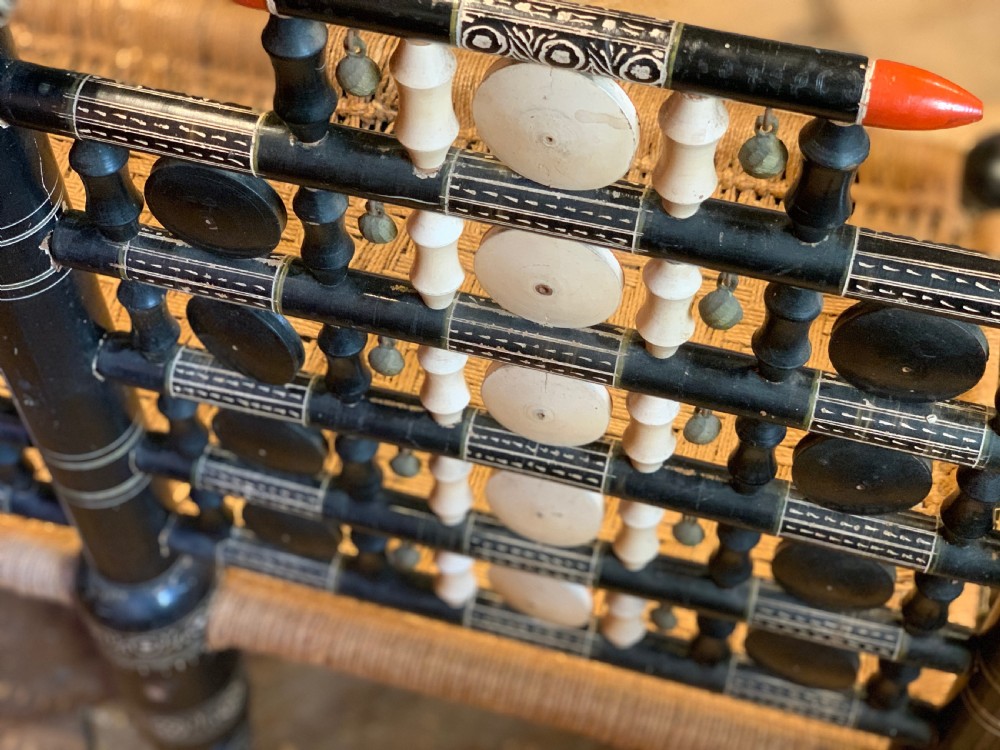 Indian / Pakistani Punjabi wedding bench with mirrored panels and bells View IV