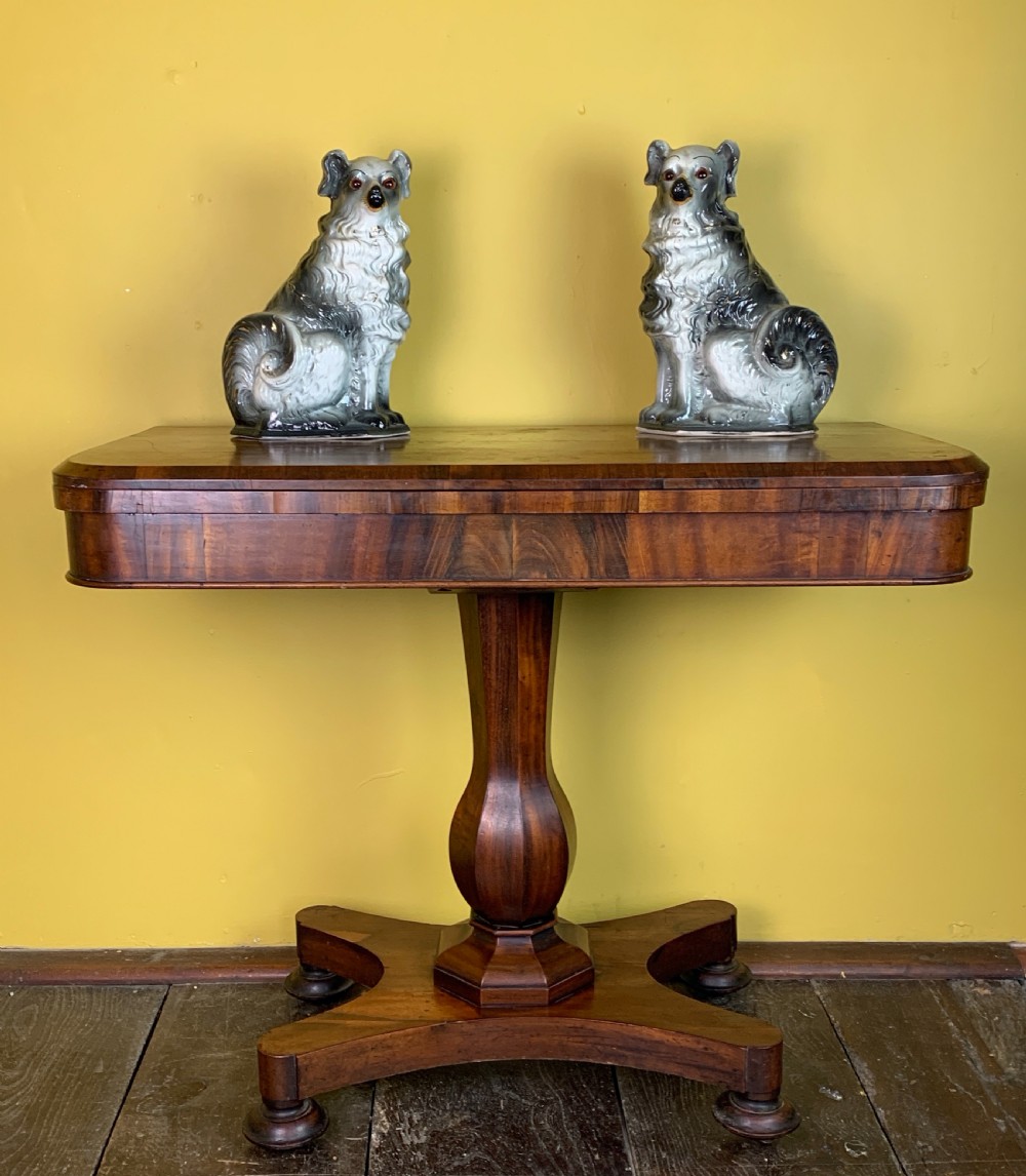 William IV mahogany fold over pedestal card table View IV