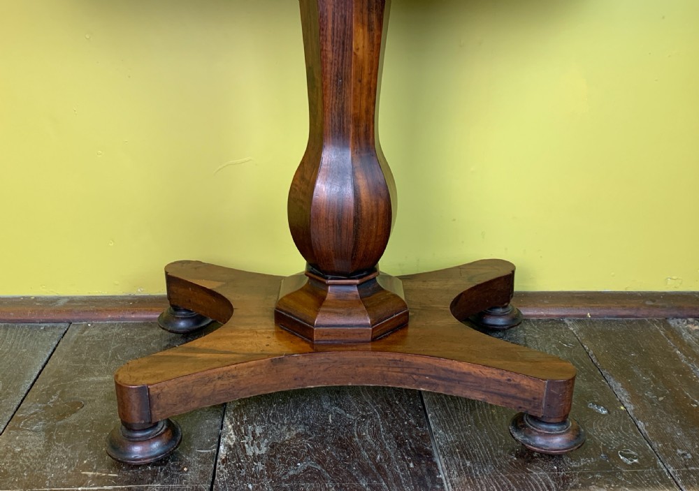 William IV mahogany fold over pedestal card table View V