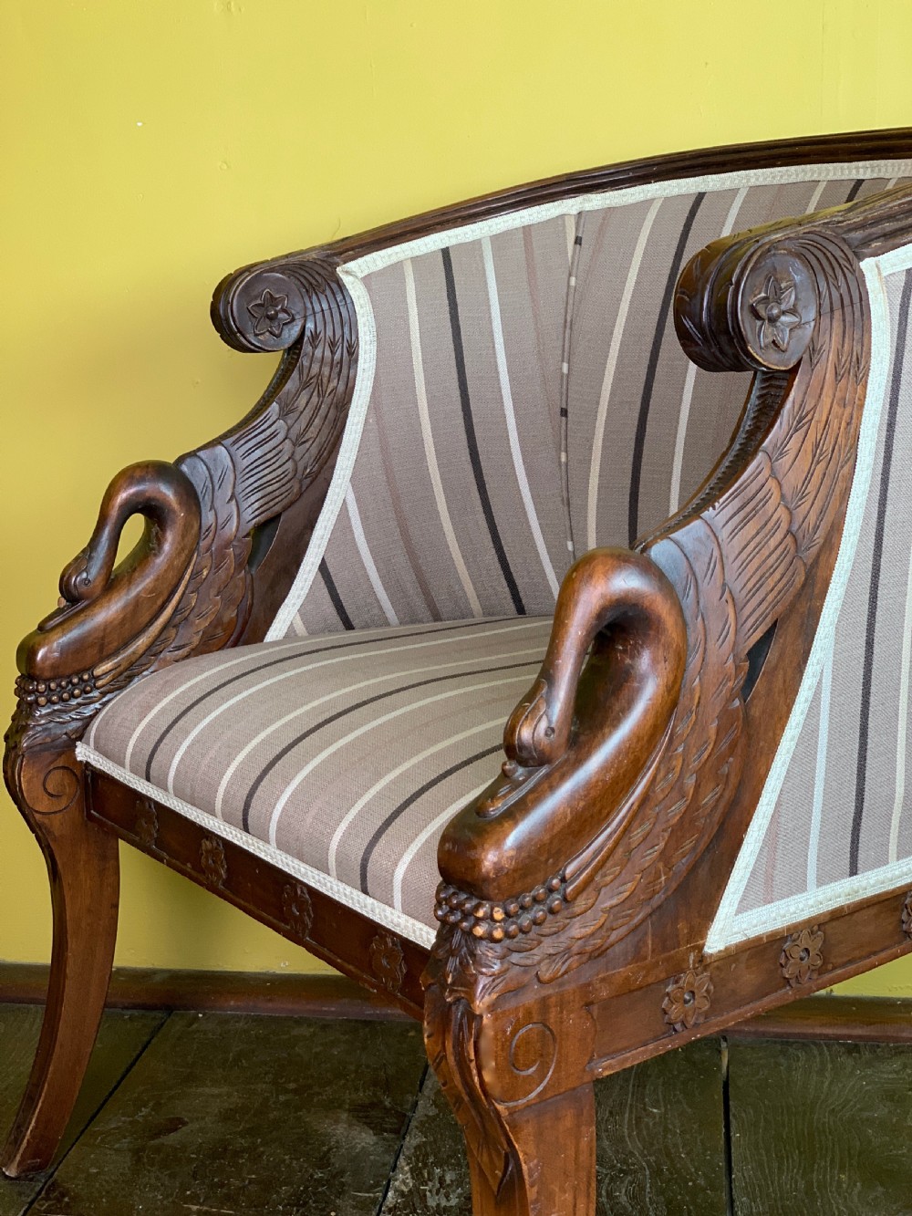 French Empire revival swan neck tub armchair  View IV