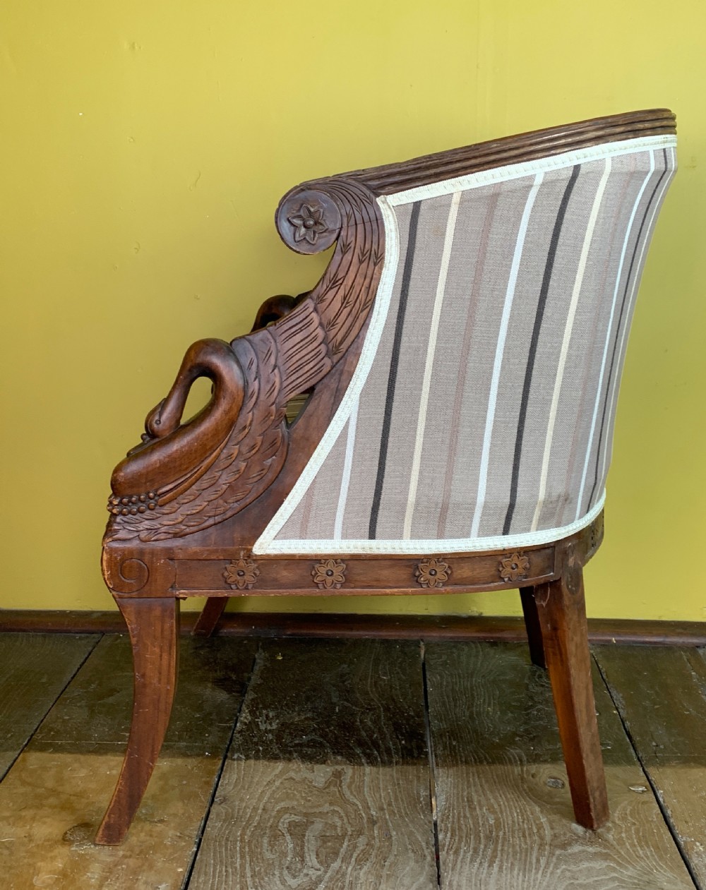 French Empire revival swan neck tub armchair  View VI