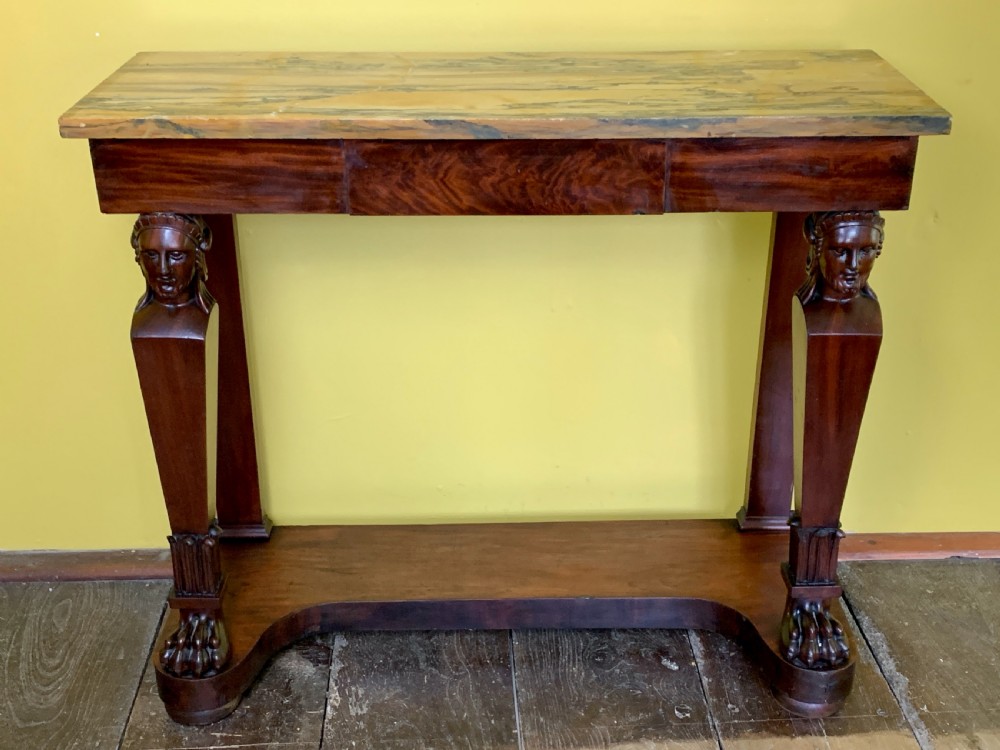 French Empire mahogany marble top console table