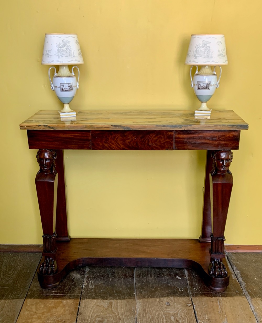 French Empire mahogany marble top console table View III