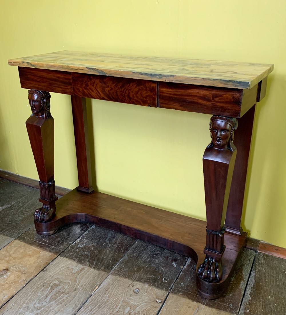 French Empire mahogany marble top console table View VII