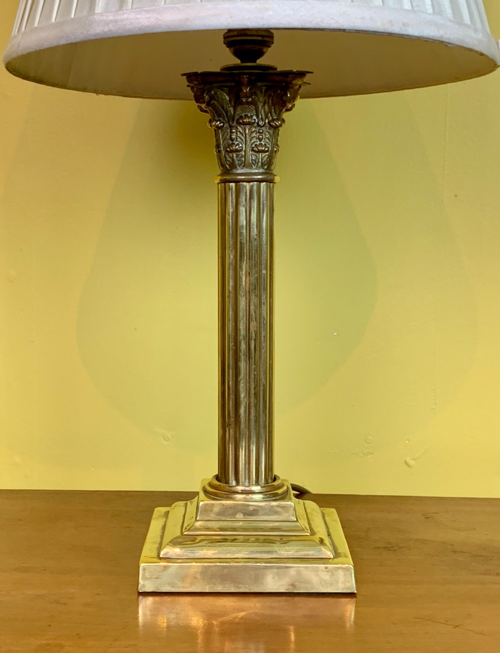 Brass Corinthian column table lamp circa 1900