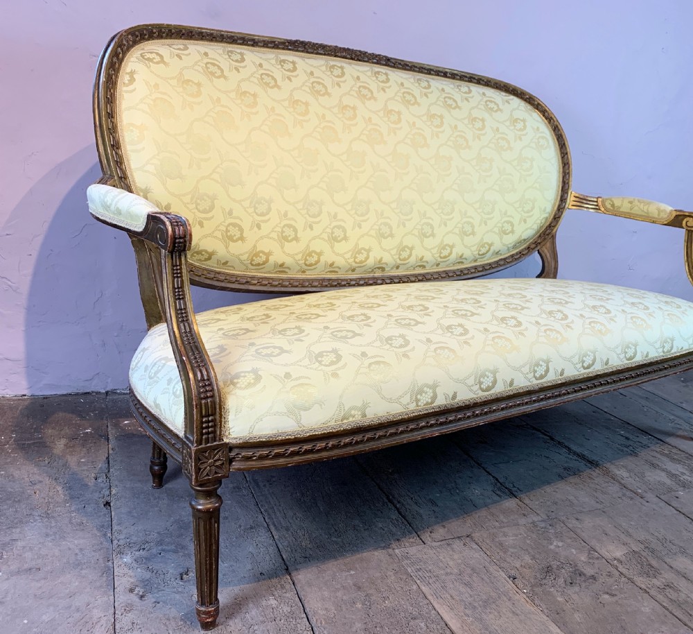 Antique French Louis XVI revival giltwood sofa View IV