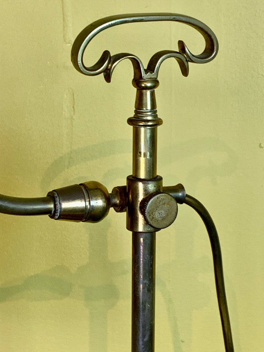 Vintage adjustable brass desk lamp with pierced shade View IV