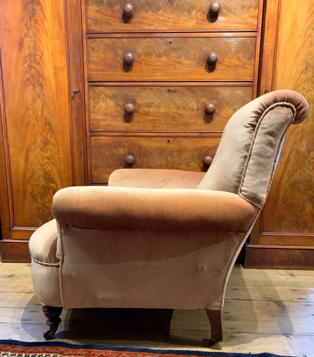 Antique Victorian deep seated armchair of good proportions View IV